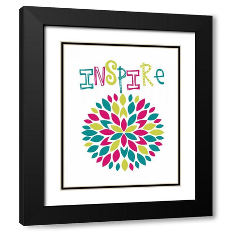 Inspire Flower Burst Black Modern Wood Framed Art Print with Double Matting by Robinson, Tamara