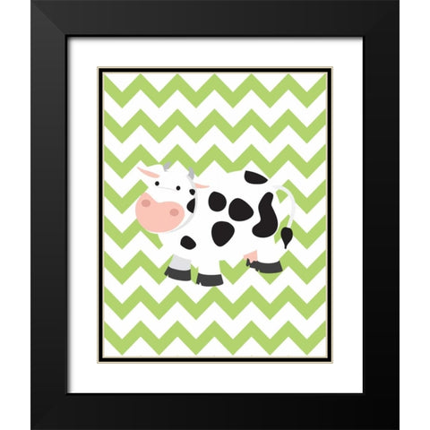 Chevron Cow Black Modern Wood Framed Art Print with Double Matting by Robinson, Tamara