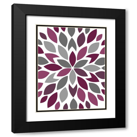 Flower Petal Burst III Black Modern Wood Framed Art Print with Double Matting by Robinson, Tamara