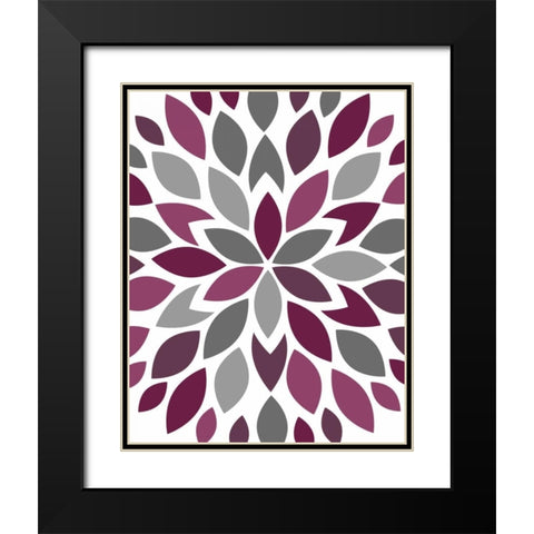 Flower Petal Burst III Black Modern Wood Framed Art Print with Double Matting by Robinson, Tamara