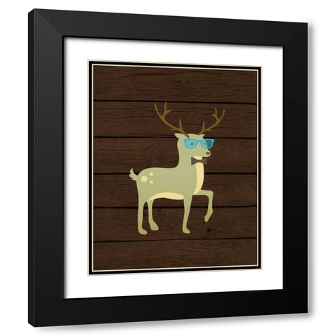 Hipster Deer Black Modern Wood Framed Art Print with Double Matting by Robinson, Tamara