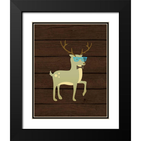 Hipster Deer Black Modern Wood Framed Art Print with Double Matting by Robinson, Tamara