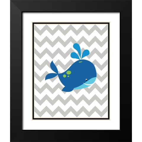 Chevron Whale Black Modern Wood Framed Art Print with Double Matting by Robinson, Tamara
