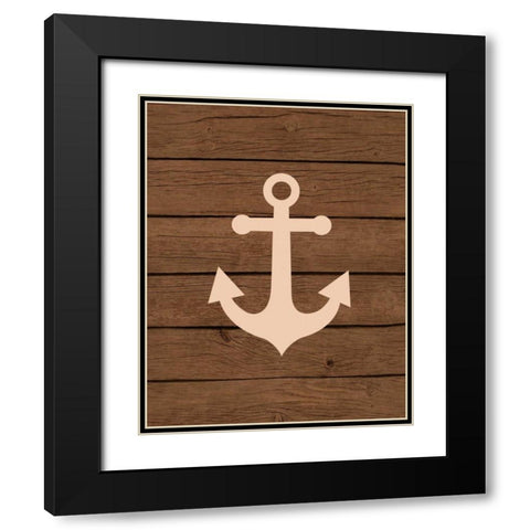 Nautical Wood Anchor Black Modern Wood Framed Art Print with Double Matting by Robinson, Tamara