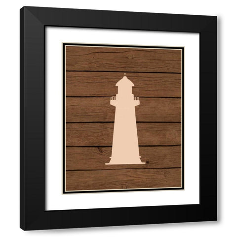 Nautical Wood Lighthouse Black Modern Wood Framed Art Print with Double Matting by Robinson, Tamara