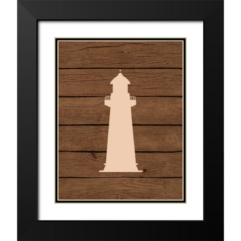 Nautical Wood Lighthouse Black Modern Wood Framed Art Print with Double Matting by Robinson, Tamara
