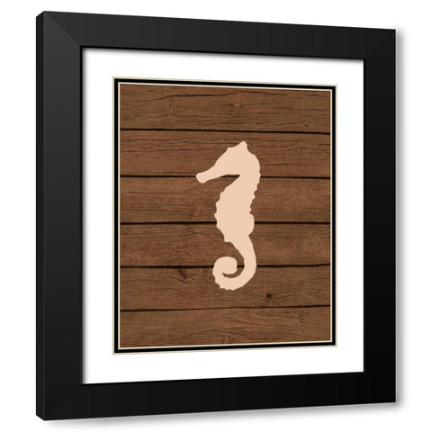 Nautical Wood Seahorse Black Modern Wood Framed Art Print with Double Matting by Robinson, Tamara