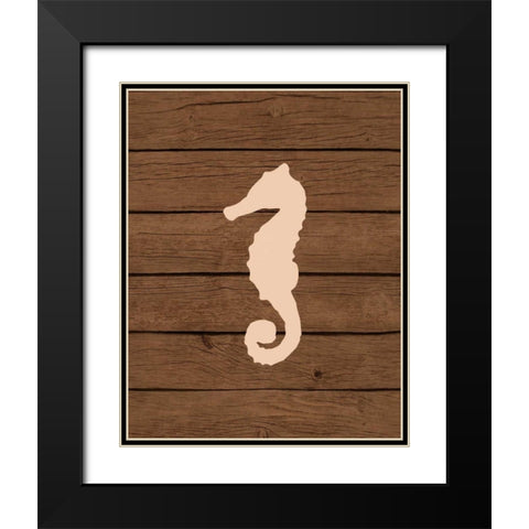 Nautical Wood Seahorse Black Modern Wood Framed Art Print with Double Matting by Robinson, Tamara