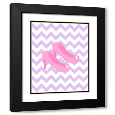Chevron Princess Shoes Black Modern Wood Framed Art Print with Double Matting by Robinson, Tamara