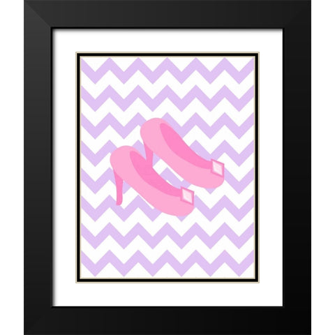 Chevron Princess Shoes Black Modern Wood Framed Art Print with Double Matting by Robinson, Tamara