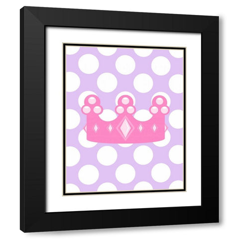 Princess Crown Polka Dots Black Modern Wood Framed Art Print with Double Matting by Robinson, Tamara