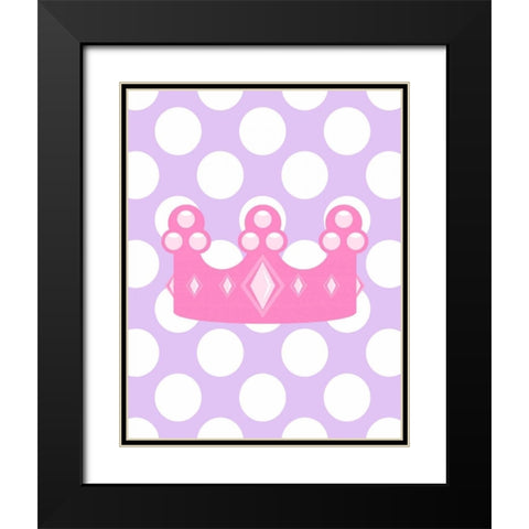 Princess Crown Polka Dots Black Modern Wood Framed Art Print with Double Matting by Robinson, Tamara