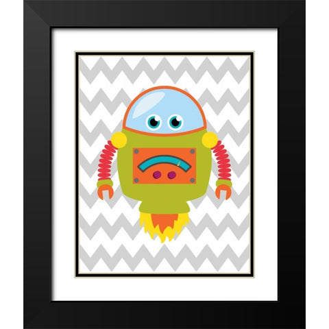 Robot Chevron I Black Modern Wood Framed Art Print with Double Matting by Robinson, Tamara