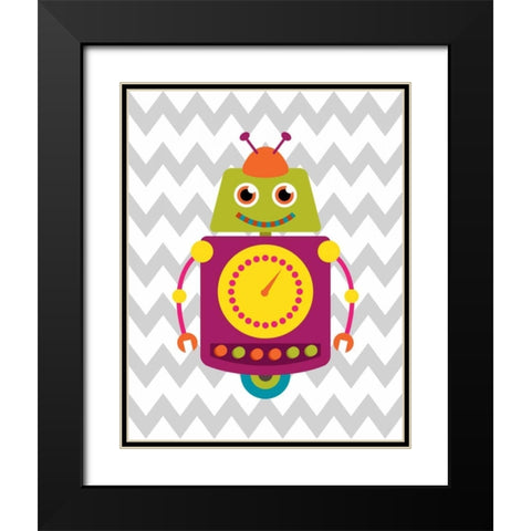 Robot Chevron II Black Modern Wood Framed Art Print with Double Matting by Robinson, Tamara