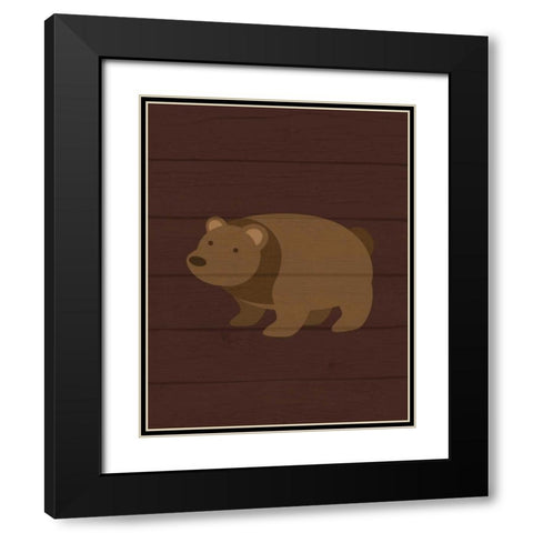 Woodland Bear Black Modern Wood Framed Art Print with Double Matting by Robinson, Tamara