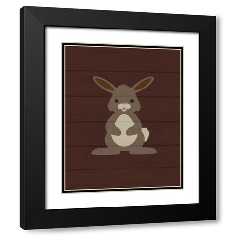 Woodland Bunny Black Modern Wood Framed Art Print with Double Matting by Robinson, Tamara