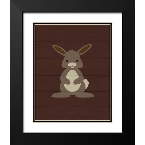 Woodland Bunny Black Modern Wood Framed Art Print with Double Matting by Robinson, Tamara
