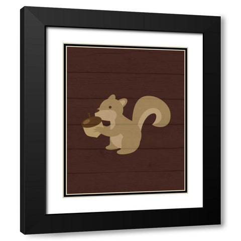 Woodland Squirrel Black Modern Wood Framed Art Print with Double Matting by Robinson, Tamara