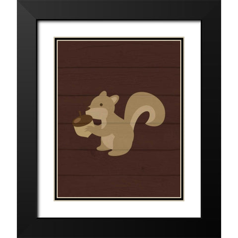 Woodland Squirrel Black Modern Wood Framed Art Print with Double Matting by Robinson, Tamara