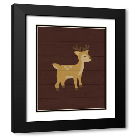 Woodland Deer Black Modern Wood Framed Art Print with Double Matting by Robinson, Tamara