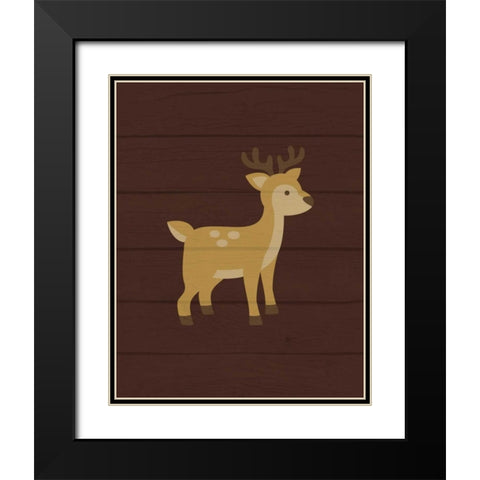 Woodland Deer Black Modern Wood Framed Art Print with Double Matting by Robinson, Tamara
