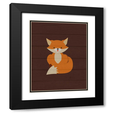 Woodland Fox Black Modern Wood Framed Art Print with Double Matting by Robinson, Tamara