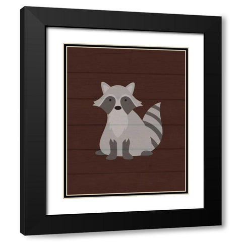 Woodland Raccoon Black Modern Wood Framed Art Print with Double Matting by Robinson, Tamara