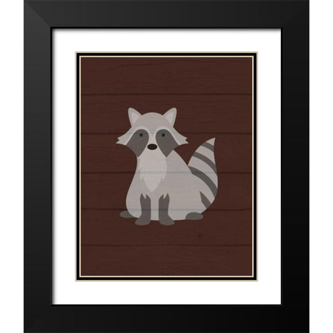 Woodland Raccoon Black Modern Wood Framed Art Print with Double Matting by Robinson, Tamara
