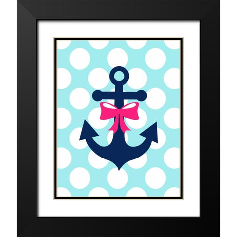 Anchor Bow Polka Dots Black Modern Wood Framed Art Print with Double Matting by Robinson, Tamara