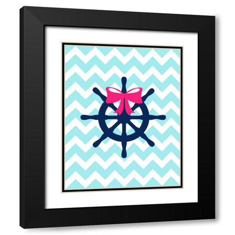 Wheel Bow Chevron Black Modern Wood Framed Art Print with Double Matting by Robinson, Tamara