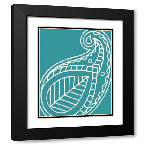 Paisley Feather II Black Modern Wood Framed Art Print with Double Matting by Robinson, Tamara