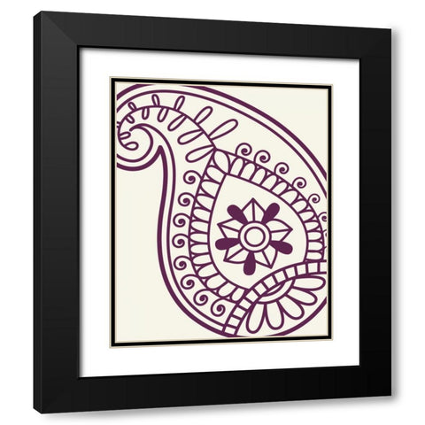 Paisley Feather V Black Modern Wood Framed Art Print with Double Matting by Robinson, Tamara
