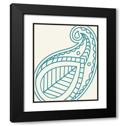 Paisley Feather VIII Black Modern Wood Framed Art Print with Double Matting by Robinson, Tamara