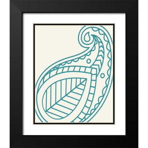 Paisley Feather VIII Black Modern Wood Framed Art Print with Double Matting by Robinson, Tamara