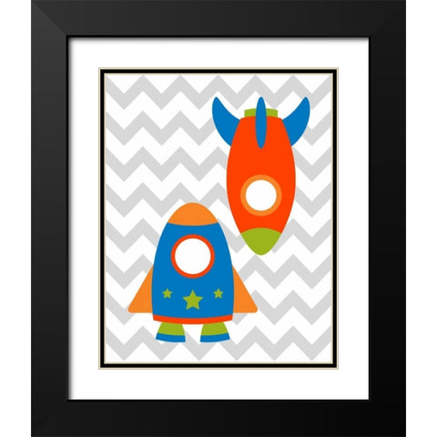 Chevron Rocket II Black Modern Wood Framed Art Print with Double Matting by Robinson, Tamara