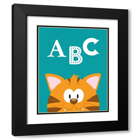 ABC Animals Black Modern Wood Framed Art Print with Double Matting by Robinson, Tamara
