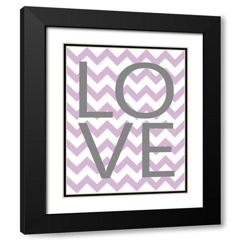 Love Chevron Black Modern Wood Framed Art Print with Double Matting by Robinson, Tamara