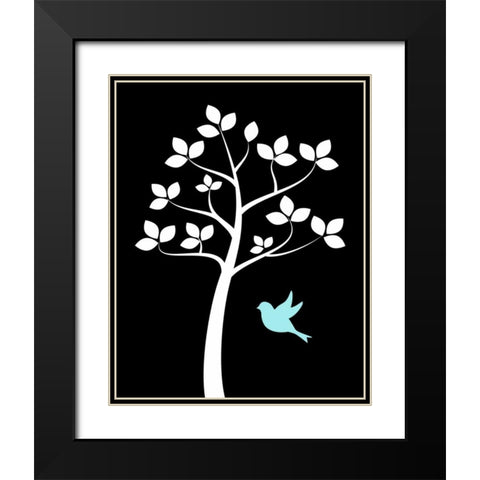 Girl Bird Tree II Black Modern Wood Framed Art Print with Double Matting by Robinson, Tamara