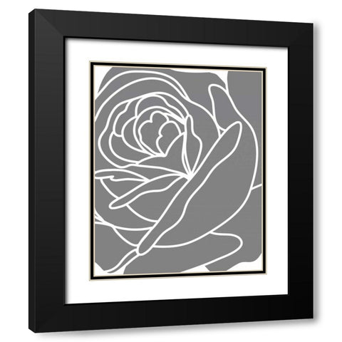Zoom Flower III Black Modern Wood Framed Art Print with Double Matting by Robinson, Tamara