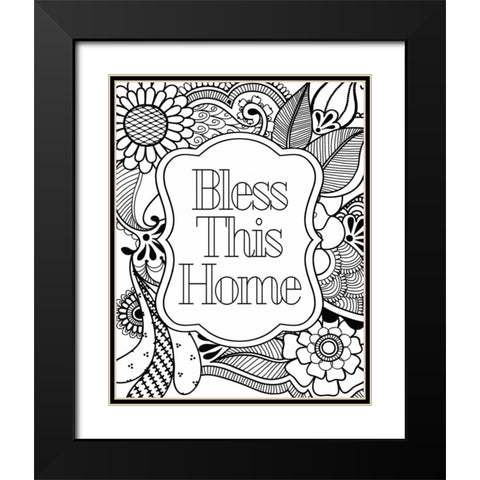 Bless This Home Black Modern Wood Framed Art Print with Double Matting by Robinson, Tamara