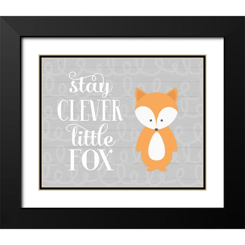 Stay Clever Fox Black Modern Wood Framed Art Print with Double Matting by Robinson, Tamara