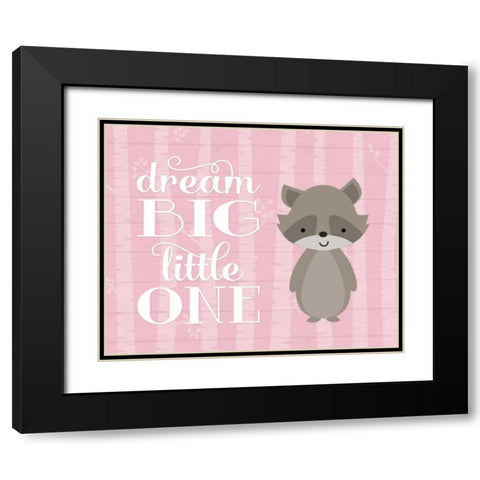 Dream Big Raccoon - Pink Black Modern Wood Framed Art Print with Double Matting by Robinson, Tamara