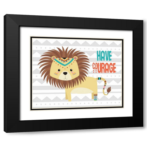 Tribal Lion Black Modern Wood Framed Art Print with Double Matting by Robinson, Tamara