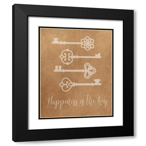 Happiness is the Key Black Modern Wood Framed Art Print with Double Matting by Robinson, Tamara