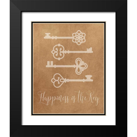 Happiness is the Key Black Modern Wood Framed Art Print with Double Matting by Robinson, Tamara