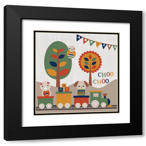 Toy Box Train Black Modern Wood Framed Art Print with Double Matting by Robinson, Tamara