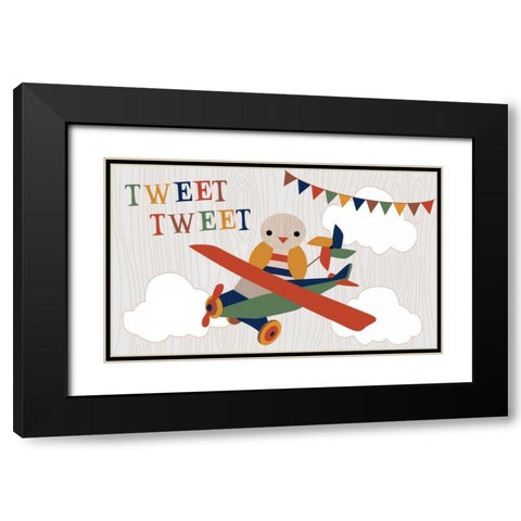Toy Box Airplane Black Modern Wood Framed Art Print with Double Matting by Robinson, Tamara