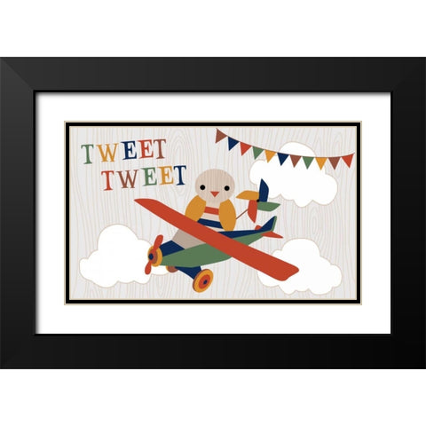 Toy Box Airplane Black Modern Wood Framed Art Print with Double Matting by Robinson, Tamara