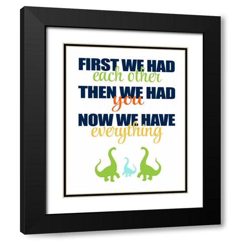 Dinosaur Family Black Modern Wood Framed Art Print with Double Matting by Robinson, Tamara