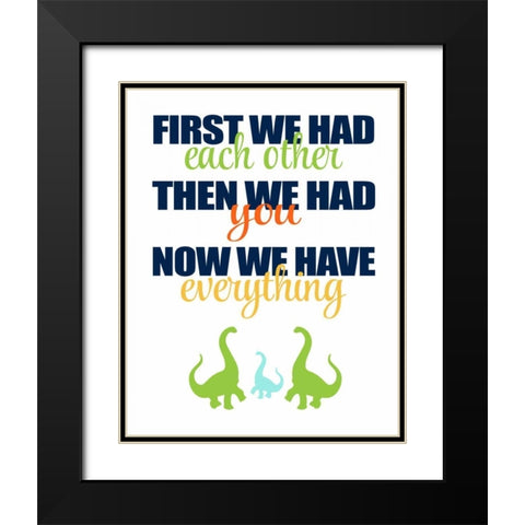 Dinosaur Family Black Modern Wood Framed Art Print with Double Matting by Robinson, Tamara